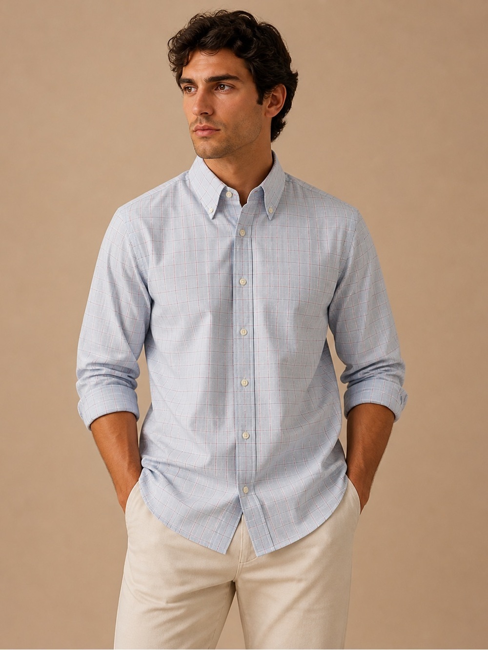 Brooks Brothers Light Blue Windowpane Button-Down Shirt